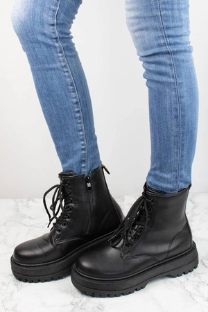 Czarne glany damskie traperki zimowe Jezzi