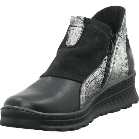 Półbuty czarne skórzane damskie ocieplane buty zimowe Gino Fabiani