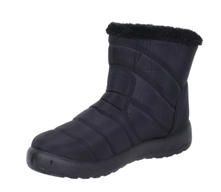 Czarne śniegowce damskie ciepłe trzewiki na zamek NEWS