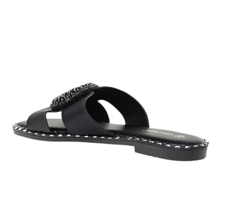 Czarne eleganckie klapki damskie płaskie VINCEZA