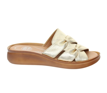 Złote eleganckie i wygodne klapki damskie na co dzień Jezzi