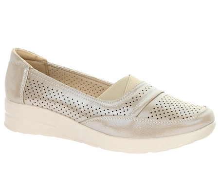 Beżowe komfortowe czółenka eleganckie płaskie UNISOFT