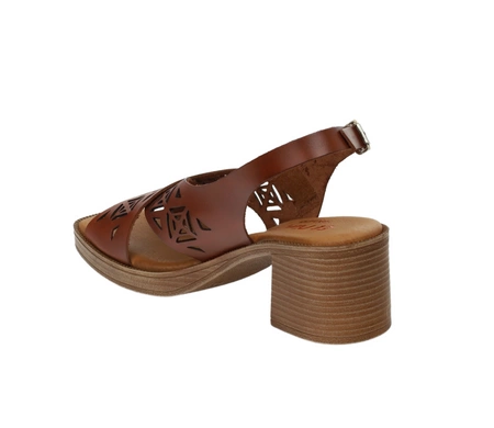 Brązowe skórzane sandały damskie na obcasie drewnianym Hiszpańskie El Pimpi
