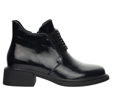 Bardzo eleganckie półbuty damskie ze skóry naturalnej lakierowanej Polskie Gino Fabiani