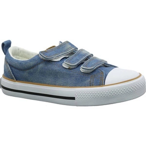 Trampki dżinsowe na rzepy dziecięce na białej podeszwie American Club