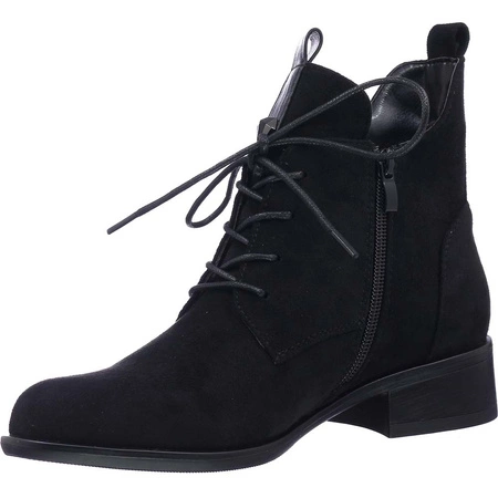 Komfortowe półbuty płaskie botki czarne zamszowe nobukowe Gloria