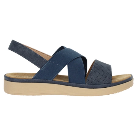 Granatowe sandały damskie na płaskiej podeszwie slip-on Jezzi