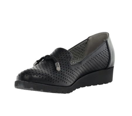Mokasyny ażurowe czarne płaskie półbuty lordsy Jezzi