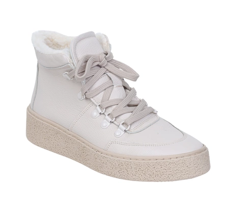 Jasne skórzane półbuty damskie zimowe ocieplane wełną sportowe Gino Fabiani