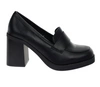 Czarne mokasyny damskie na szerokim klocku i platformie Jezzi