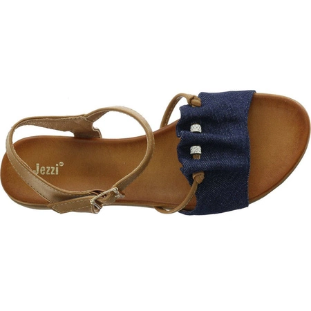Sandały damskie dżinsowe płaskie Jezzi