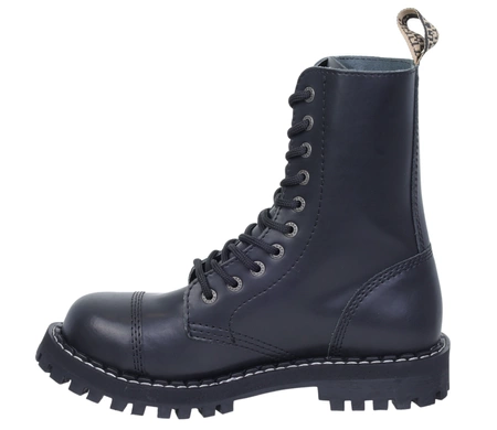 Czarne glany skórzane wysokie STEEL 10 dziur/ oczek 105-106/O