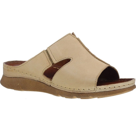 Klapki damskie skórzane płaskie komfortowe Gino Fabiani