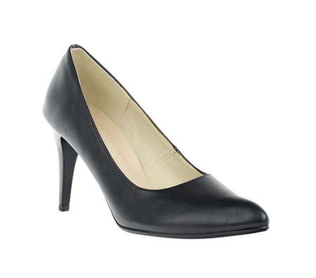 Czarne klasyczne szpilki ze skórzaną wkładką Polskie Azali