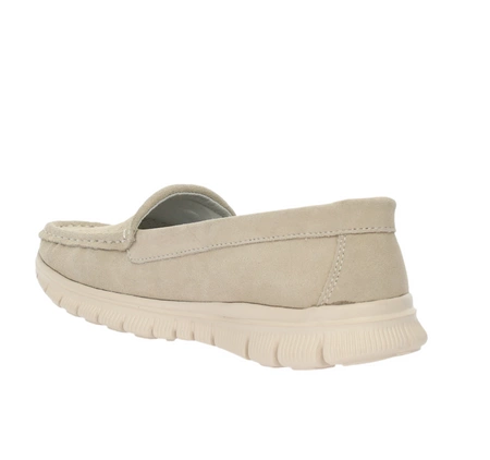 Skórzane mokasyny damskie komfortowe beżowe Jezzi