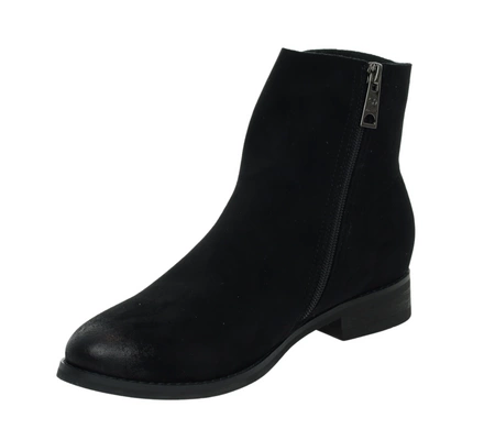 Klasyczne czarne botki damskie jesienne welurowe płaksie na zamek MILANO