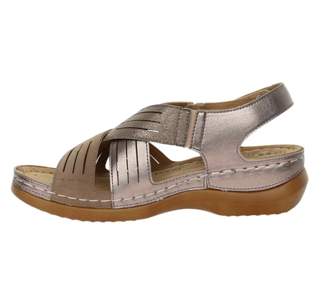 Brązowe sandały damskie komfortowe na grubej lekkiej podeszwie Jezzi