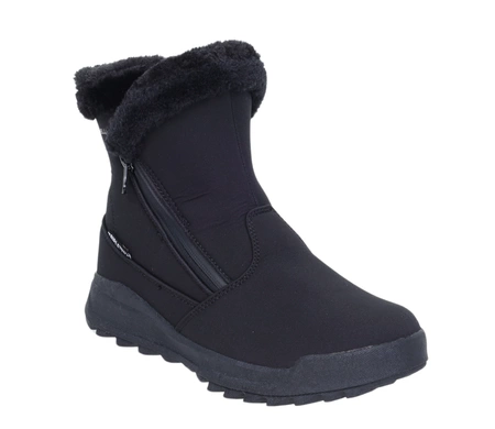 Czarne śniegowce damskie wodoodporne na zamek z futerkiem American Club