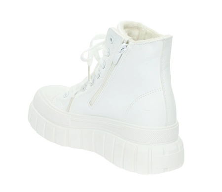 Białe trampki damskie ocieplane na platformie grubej podeszwie ROKOWE