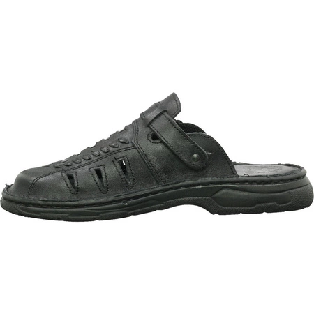 Czarne skórzane klapki męskie Łukpol 806