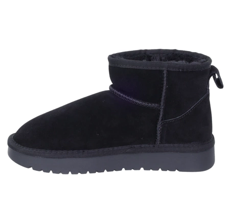 Czarne botki Emu śniegowce niskie na platformie Skóra Naturalna