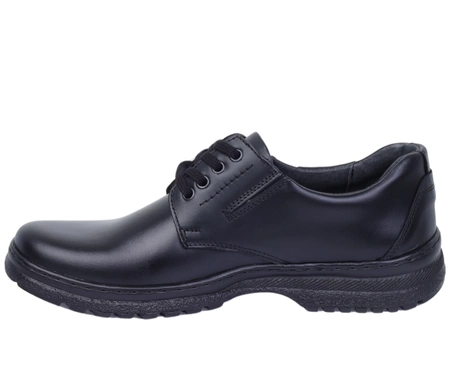 Męskie półbuty czarne skórzane garniturowe Activ