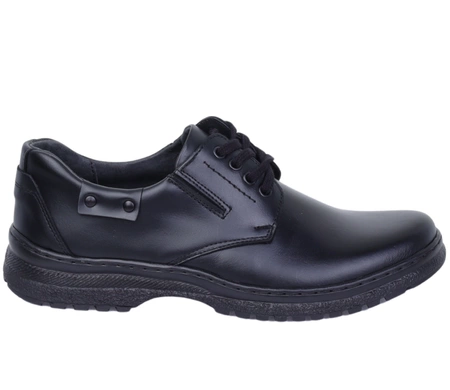 Męskie półbuty czarne skórzane garniturowe Activ