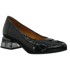 Czarne czółenka lakierowane na klocku Gino Fabiani - Produkt Polski