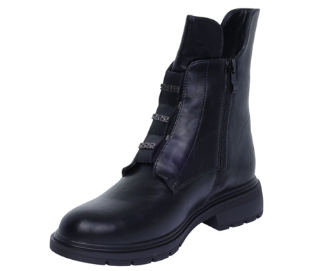 Czarne eleganckie botki damskie płaskie ocieplane komfortowe