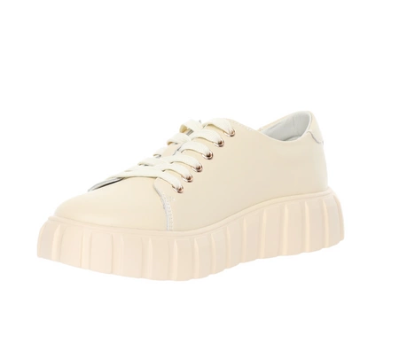 Beżowe skórzane sneakarsy damskie adidasy na platformie Jezzi