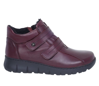 Bordowe trzewiki damskie zimowe na szerokie stopy komfortowe HELIOS 783