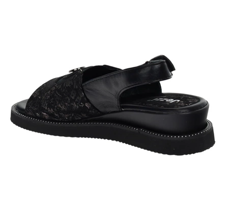 Czarne sandały damskie komfortowe na rzep Jezzi