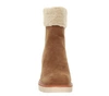 Czekoladowe botki zimowe z kożuszkiem wokół kostki na słupku i platformie Jezzi