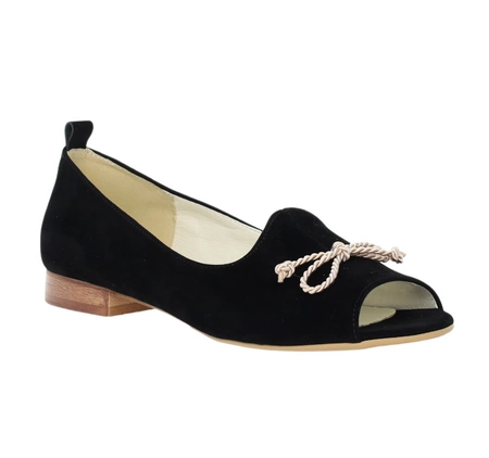 Czarne eleganckie baleriny z odkrytymi palcami od Azali