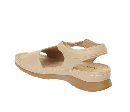 Eleganckie sandały damskie beżowe na lekkiej i komfortowej podeszwie Jezzi