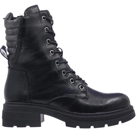 Czarne trapery damskie zimowe glany rokowe Jezzi