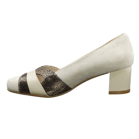 Beżowe czółenka damskie na obcasie Polskie Jezzi