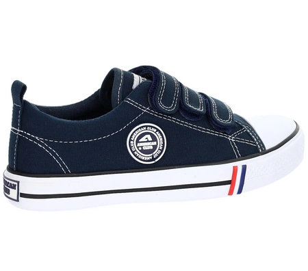 Granatowe trampki dziecięce na rzepy z białą podeszwą American Club