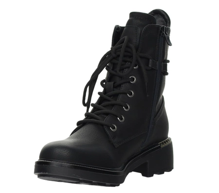 Czarne martensy zimowe damskie sznurowane i na zamek Jezzi