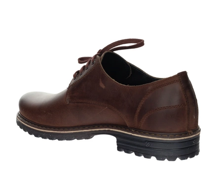 Brązowe skórzane półbuty męskie trapery niskie derby POLBUT