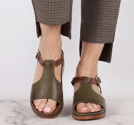 Skórzane sandały damskie płaskie na co dzień Polskie Gino Fabiani