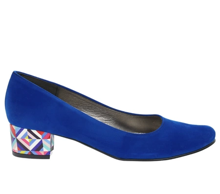 Chabrowe czółenka damskie na modnym szerokim obcasie Lily od Azali