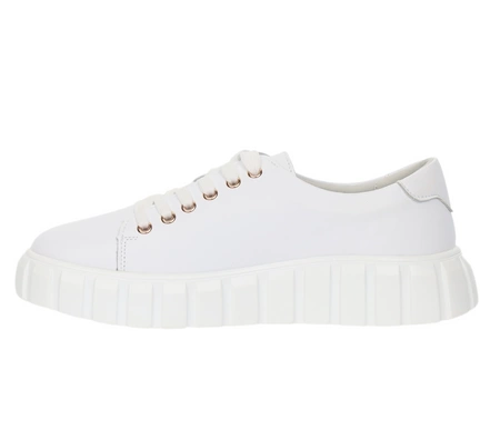 Białe skórzane sneakarsy damskie adidasy na platformie Jezzi