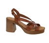 Skórzane hiszpańskie sandały brązowe na obcasie i platformie El Pimpi