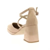 Beżowe zamszowe sandały na klocku z zakrytymi palcami Anna od Azali