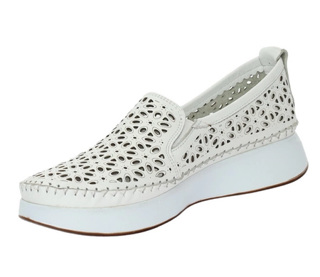 Skórzane białe półbuty damskie komfortowe mokasyny wsuwane MODO