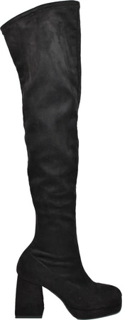 Czarne kozaki zamszowe damskie za kolano na obcasie Azali - Produkt Polski