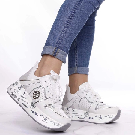 Białe adidasy damskie skórzane na platformie Jezzi