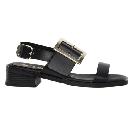 Czarne skórzane sandały damskie płaskie eleganckie El Pimpi - Made in Spain