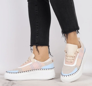 Modne kolorowe adidasy damskie plecione na białej platformie Mc Braun